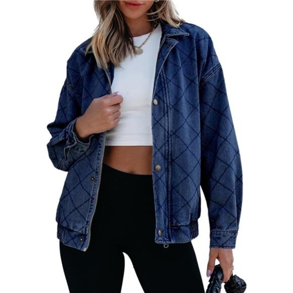 Women's Jean Jacket Long Sleeve Zimbaplatinum Overszied Denim Jackets